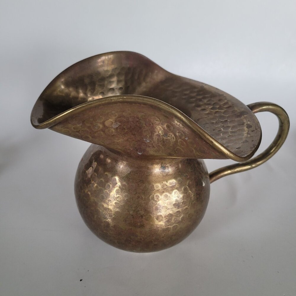 Vintage Hammered Pitcher Modernist Unique Copper